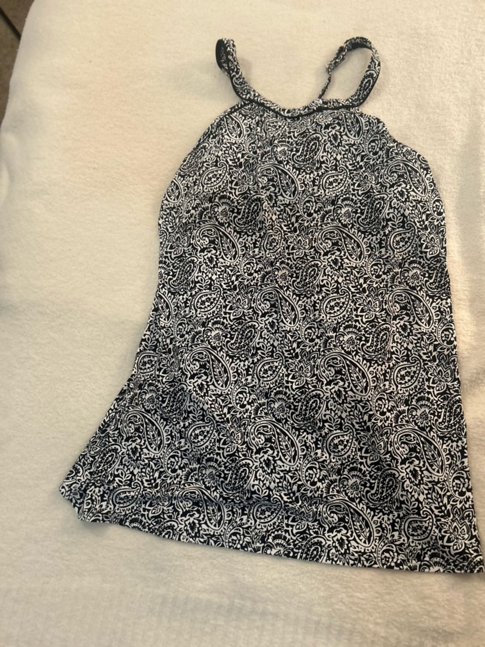 Lands' End Halter Style Size 18 Black and White Paisley One-Piece Swimdress